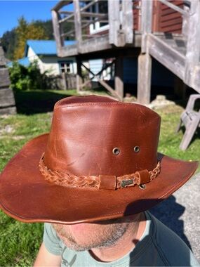 Brown Leather Braided Band Western Hat